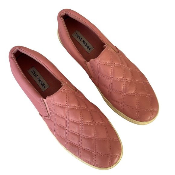 Steve Madden Quilted Pink Loafers - Picture 1 of 8
